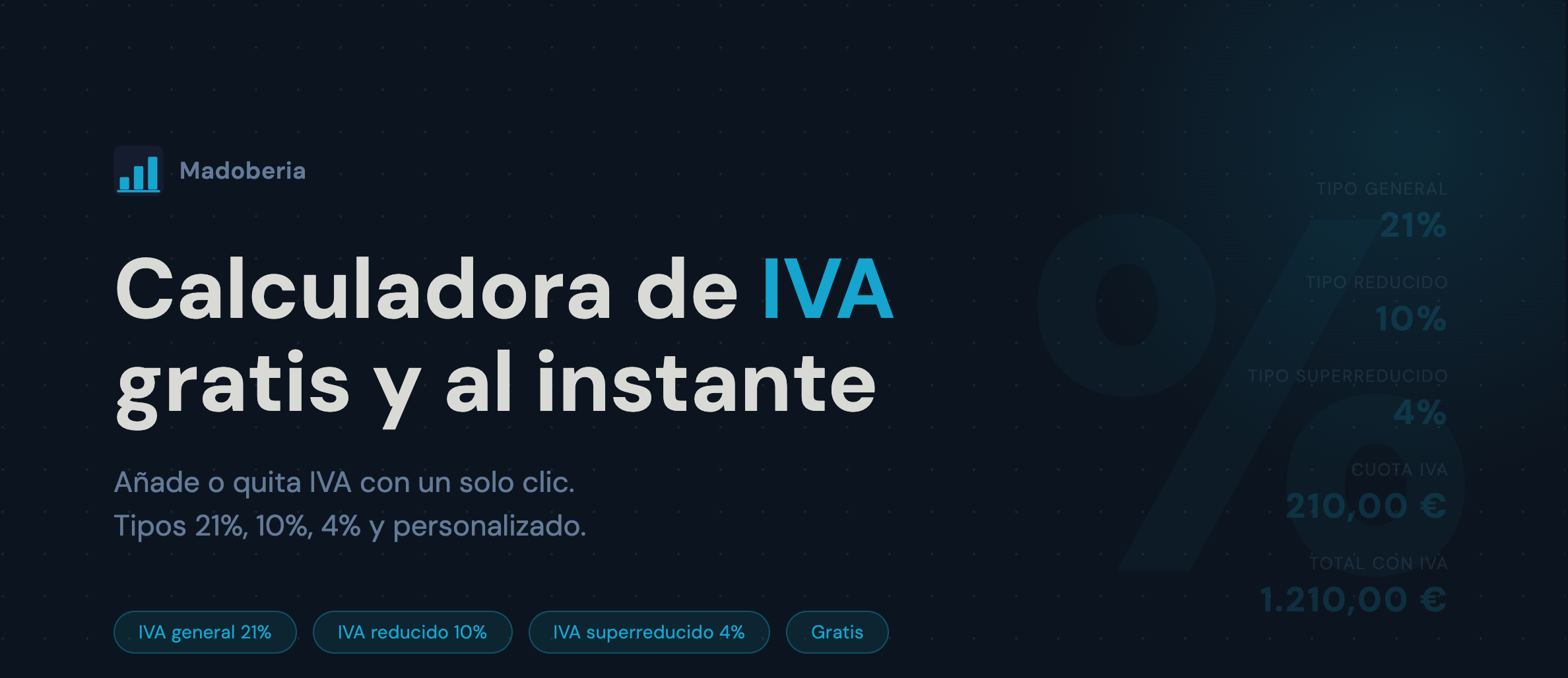 Calculadora de IVA Online — añade o quita IVA al instante
