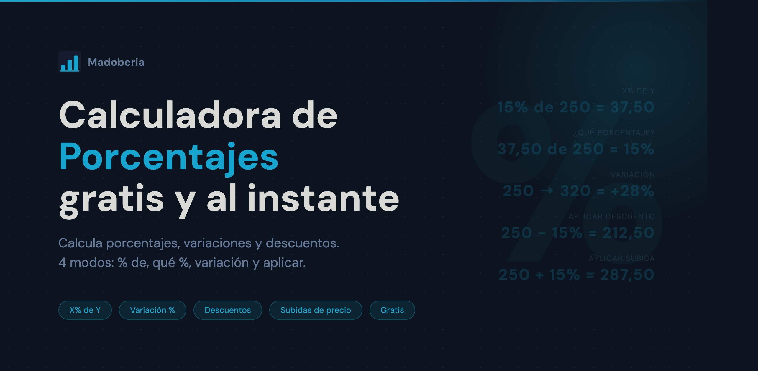 Calculadora de Porcentajes Online — descuentos, variaciones y más