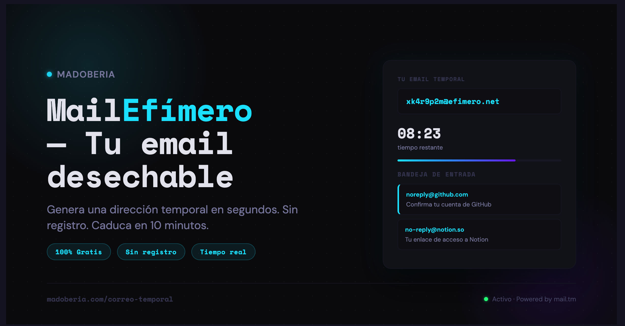 Correo temporal online — email desechable en segundos