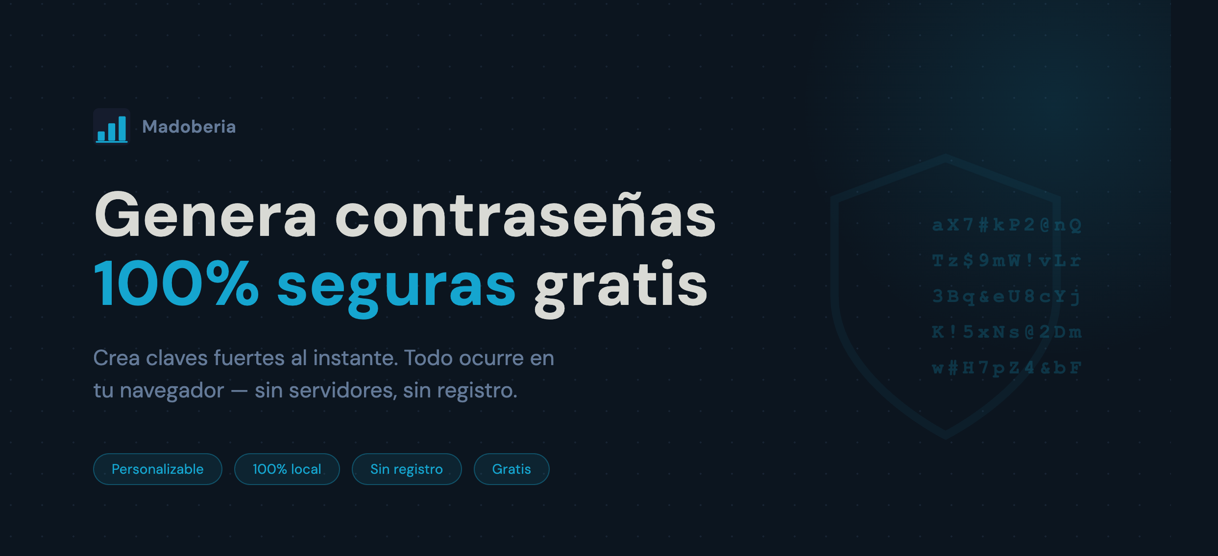 Generador de contraseñas seguras online — 100% local