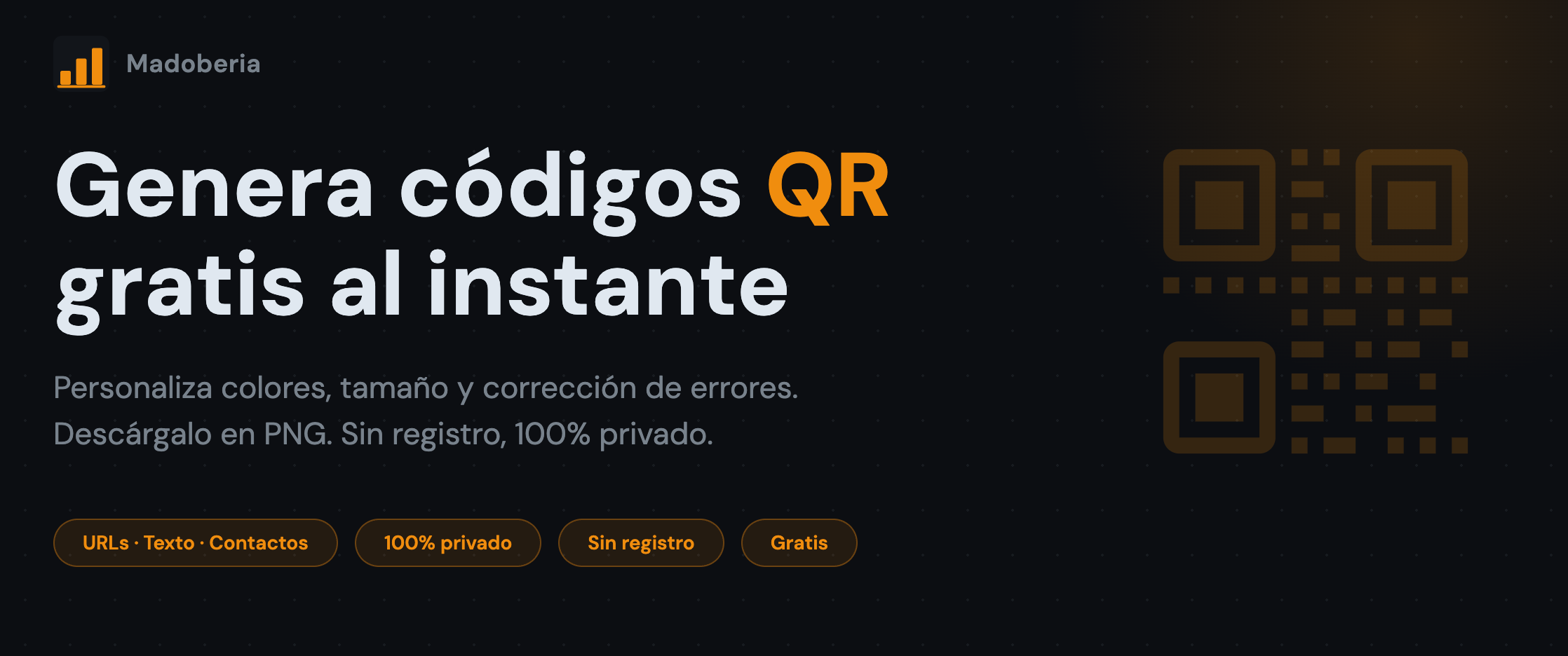 Generador de código QR online — descarga en PNG, personalizable