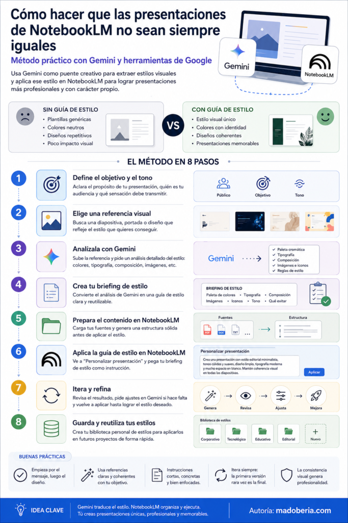 Infografia como personalizar presentaciones notebooklm